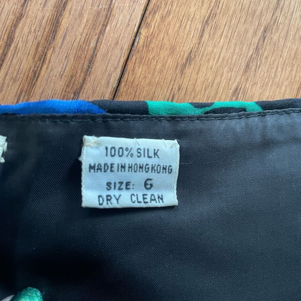 Albert Nipon Vintage 80s Strapless Print Black Dress 100% Silk Sz 6 - Picture 9 of 9